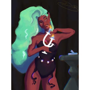 Elf Candle Pin Up Art Print / 8.5x11