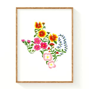 Texas Wildflower Fine Art Print: Hand-Drawn Botanical Giclée Wall Decor, Unframed