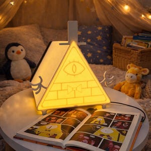 3D printed Bill Cipher Lamp – Bedside Book Rest Light, book lovers gift