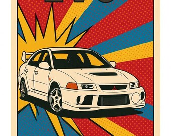 三菱エボ ポップアートポスター | 印刷可能なウォールアート | JDMカーアート | すぐにダウンロード