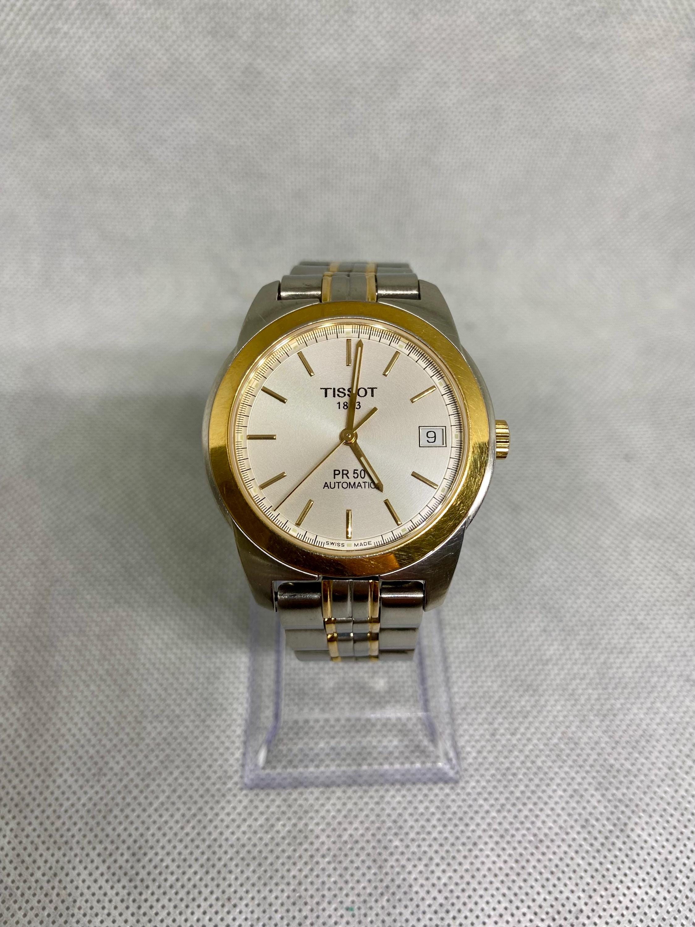 TISSOT PR50 Watch Vintage Quartz Round Date Bracelet Men's