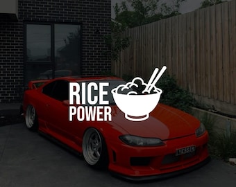 Calcomanía de vinilo Rice Power JDM