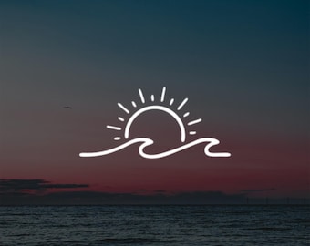 Sun and wave beach sunset vinyl decal sticker outdoor