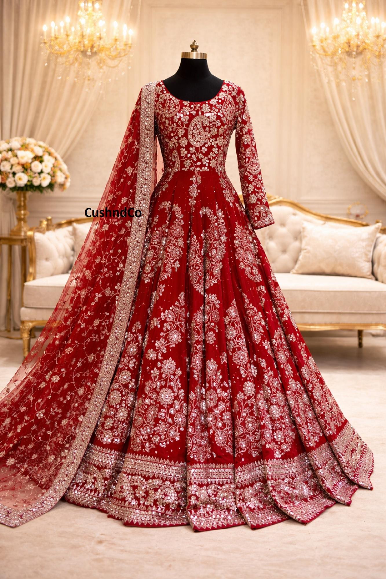 Function Latest Design Long Dress Red Embroidered Pakistani Wedding Dress,  Formal Bridal Gown