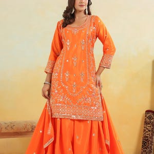 Launch Eid special Dress Indian Sharara Kurti dupatta suit Ethnic Sharara Kurta Ramdan Partywear Salwar kamez Ready to wear Indian Suit