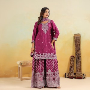 Designer Sharara kurta Dupatta Wedding Wear Indian Salwar Kameez Pakistani Eid Shalwar Suit India Kurti heavy Sharara Kurti Eid Special Suit