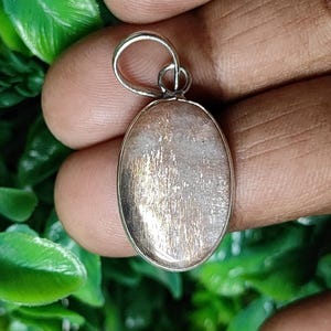 Sunstone Moonstone Sterling Silver Pendant: Hand Polished Healing Crystal