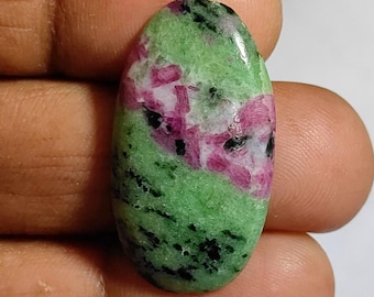 Ruby zoisiet cabochon: ovale edelsteen voor het maken van sieraden (26 kts, MG-576)