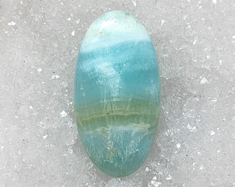 Natürlicher Calcit Cabochon | Ovale Form Edelstein | Blau Weißer Calcit Stein für die Schmuckherstellung | 38 Karat | MG-2142