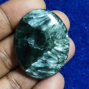 Green SERAPHINITE, Natural Seraphinite Cabochons, Oval Shape Seraphinite, Rare Gemstone, Loose Gemstone for Jewelry Making | 68 Cts . MG-345