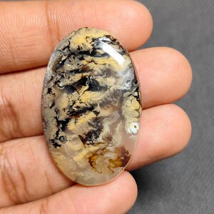 Tiger Dendritic Agate Cabochon: Oval Loose Stone, 48 Ct