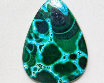 Cabujón de malaquita y crisocola en forma de pera: colgante de piedra preciosa de 50 quilates MG-525