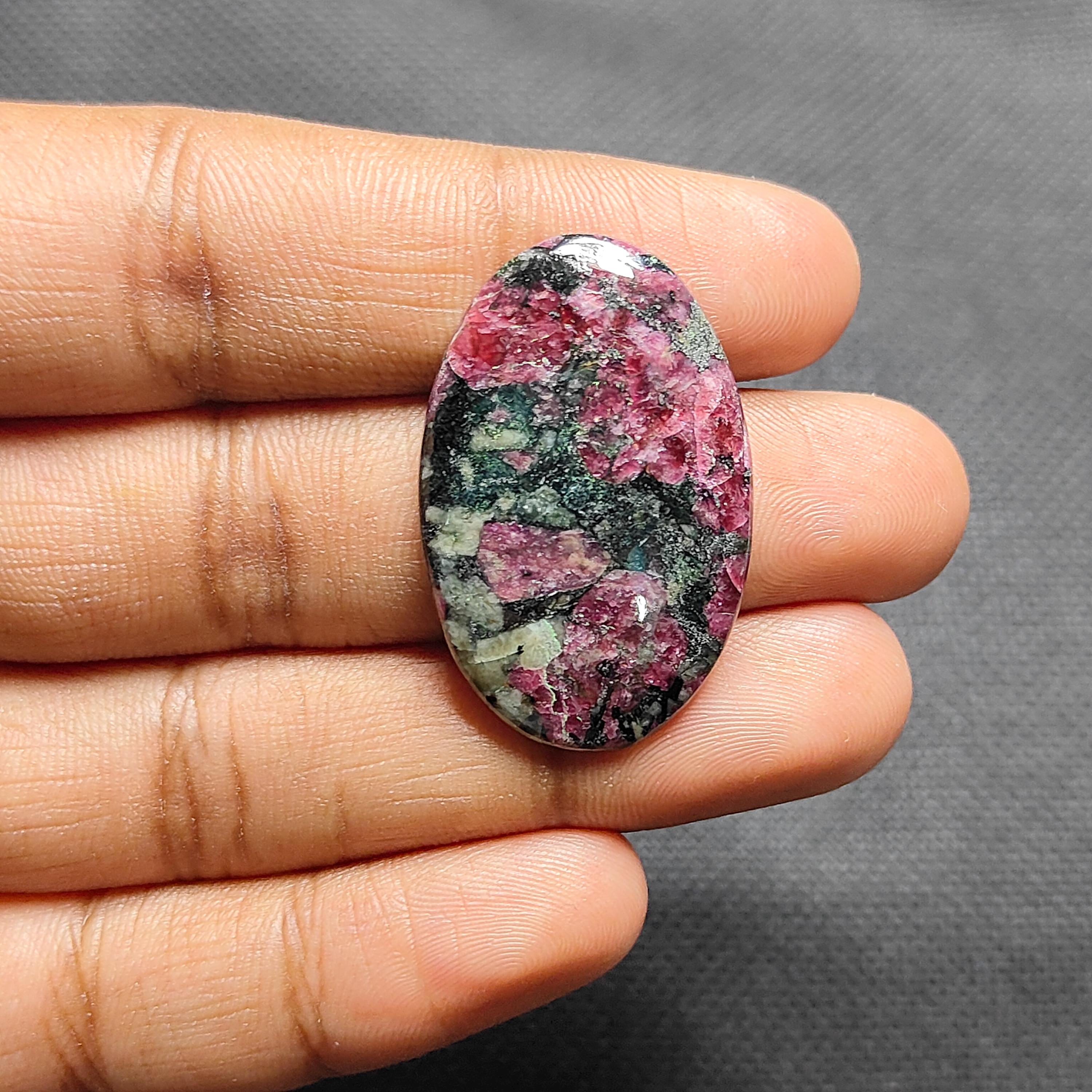 レッドユーディアライトカボション：オーバルルースジェムストーン、30