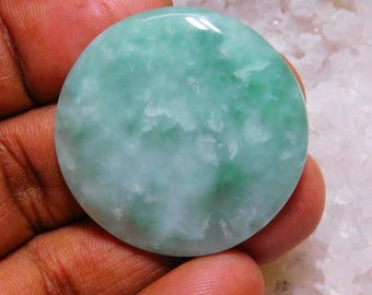Natural Green Hemimorphite Cabochon Round Shape Healing Crystal Loose Gemstone Jewelry 55 Carats