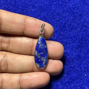 Handmade Lapis Lazuli Sterling Silver Pendant - 15 Carat Pear Stone