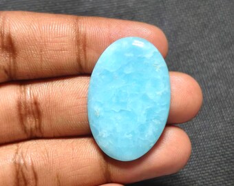 Blue Hemimorphite Cabochon: 29 Carats, Oval Loose Gemstone For Jewelry MG-1725