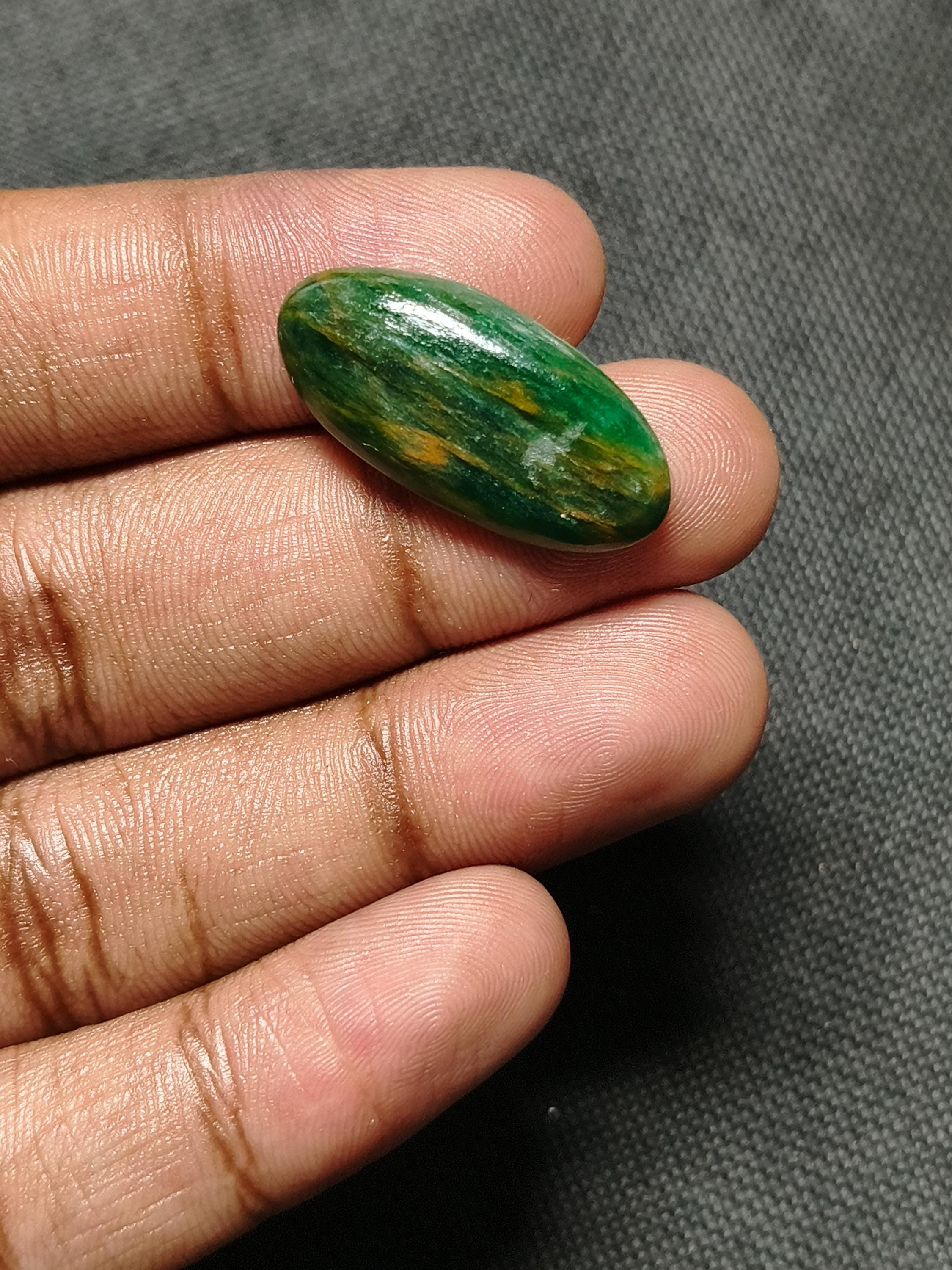 Lot De 12 Cabochons Anciens En Verre De Bohême - Ovales 18x13mm Vert Émeraude - Fond Plat - Neufs (France)