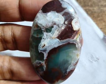 Natural Aquaprase Cabochon: Oval Loose Gemstone for Jewelry CLG MG-14