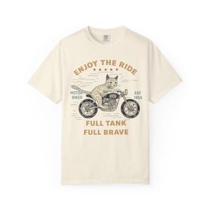 T-shirt moto unisexe teint en pièce - Profitez de la balade, cadeau motard, t-shirt moto, tenues décontractées, vêtements d'été, design unique