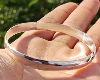 Handmade Chunky Sterling Silver Bangle: Heavy Unisex 925 Bracelet