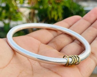 Handmade Chunky Sterling Silver Bangle: Heavy Unisex 925 Stacking Bracelet