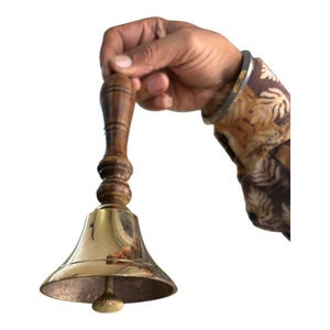 Brass Hand Held Bell Large School Bell Ringing Calling Bell Loud Ring Bell Hotel Bell Best Gift For Home,Office,School,Hotel