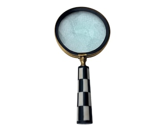 Messing Lupe: Vintage Karierter Griff, 5-fach Lupe
