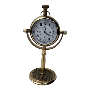 Antique Brass Rounded Shape Table Clock for Home Study Living Room and Office Decor