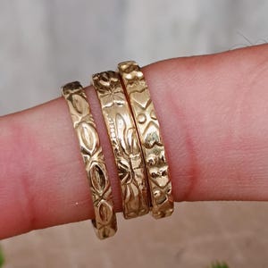 Handmade Brass Stacking Rings - Set of 3 Thin Wire Bands