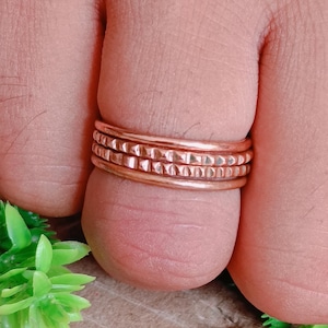 Stacking Set of 4 Thin Meditation & Band Copper Ring, Statement Ring, 100% Pure Copper Anxitey RIng, Handmade Copper Ring, Jewelry Bands