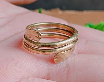 Adjustable Solid Brass Wrap Ring, Handmade Ring, BrassRing