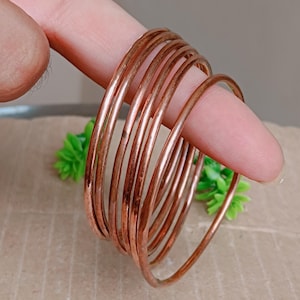 Pure Copper Bangles, Handling Thin Copper Bangle, Set of 6 Stacking Bangle, Copper Jewelery Bangle, Handmade Meditation Bangle, Gift for her