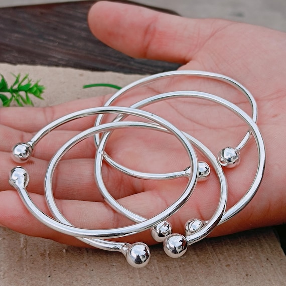 Handmade Sterling Silver Bangle Set of 4: Stackable Dot Bangles - Etsy