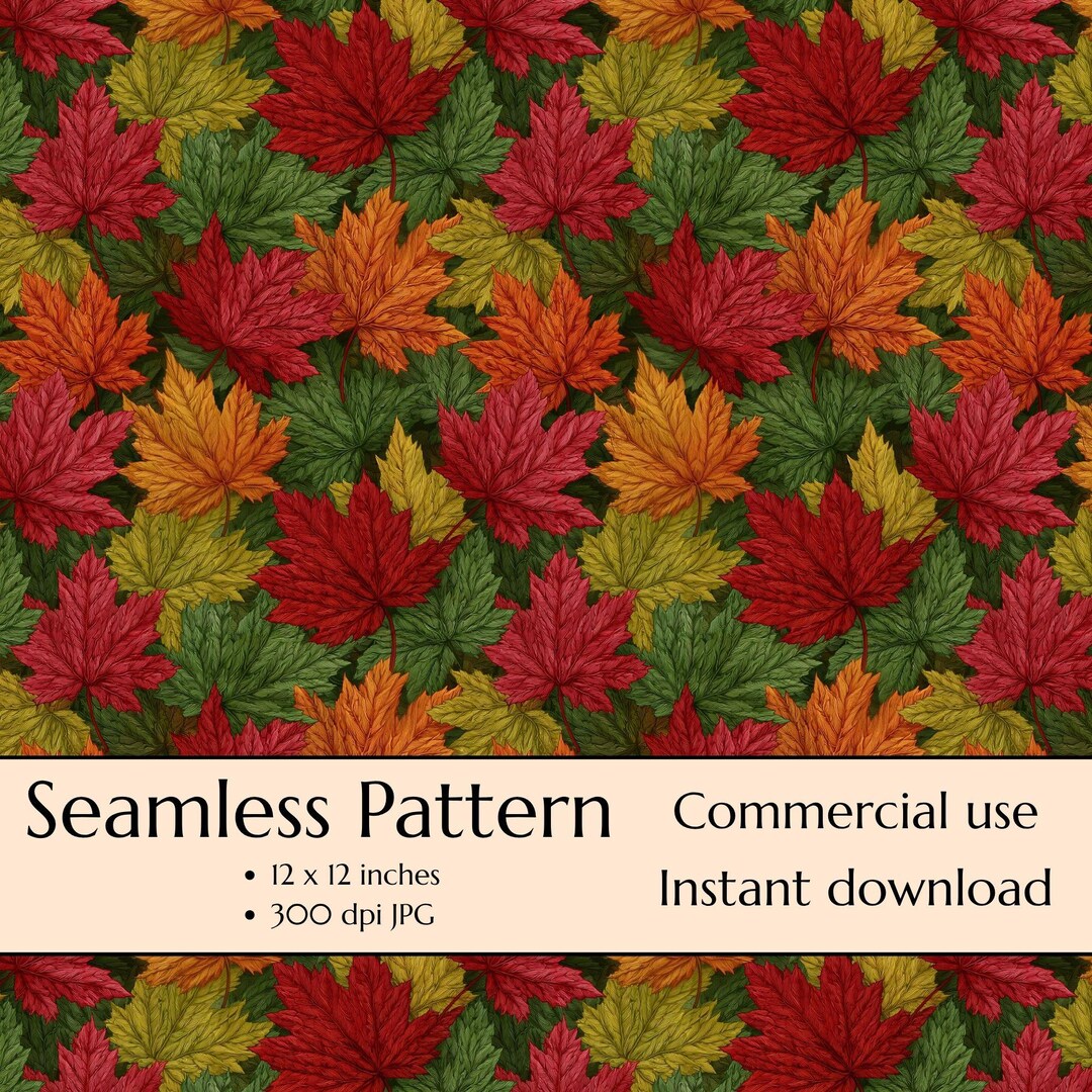 Leaves Seamless Pattern: Autumnal Digital Paper for Crafts (JPG ...