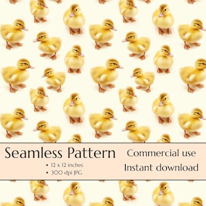 Ducks Digital Seamless Pattern - Digital Paper for Crafts - Repeating Pattern - Commercial Use - Ducklings Digital Paper for Kids Children