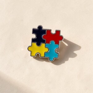 Colorful Puzzle Pieces Enamel Pin, Interlocking Puzzle Brooch, Rainbow Lapel Pin, Unity Badge, Awareness Jewelry, Teacher Gift