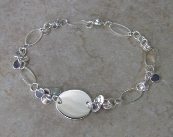 Chain Linked Bright Silver Reversible Charm Anklet Ankle Bracelet