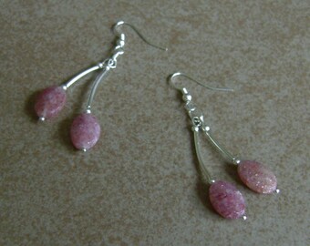 Faceted Rhodolite Stone Charm Cherry Design Silver Earrings