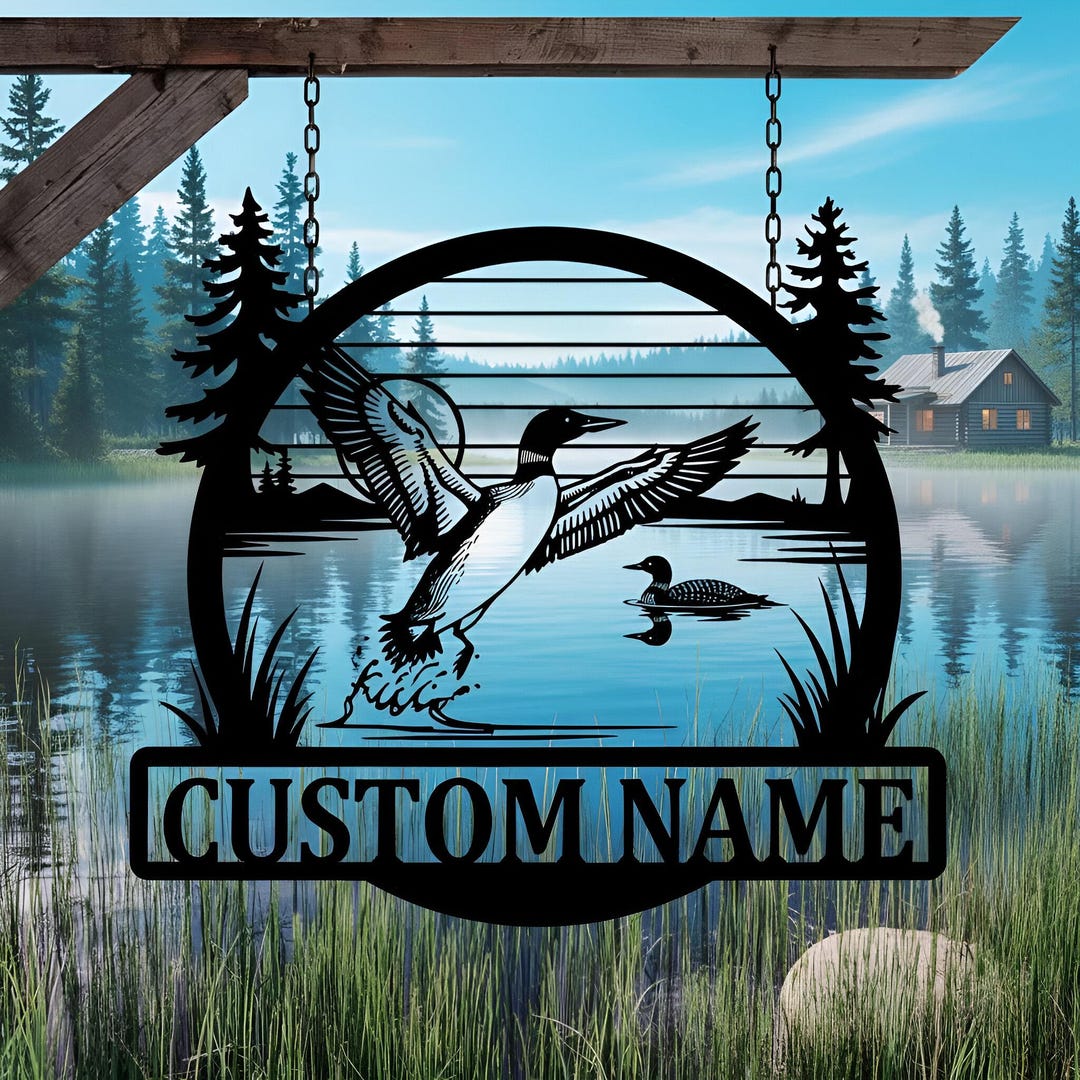 Personalized Loon Metal Sign – Custom Lake House Wall Art, Cabin or ...