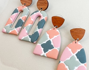 BEATRICE Ceramic tile-like Statement Earrings | two styles | handmade polymer clay | stainless steel