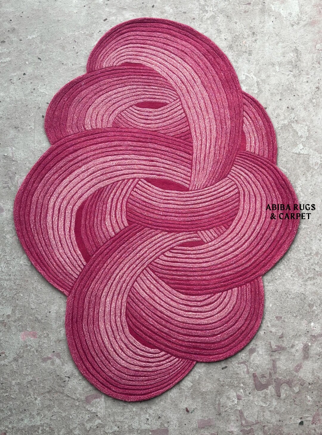 Knob Textured Rug Modern Red Knot Shape Rug | Hand-tufted Abstract Carpet | Unique ...