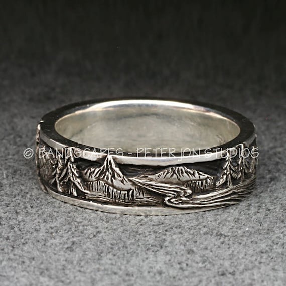 Mountain Band Silver Ring - Studio Jewellery - Feature & Stacker Rings