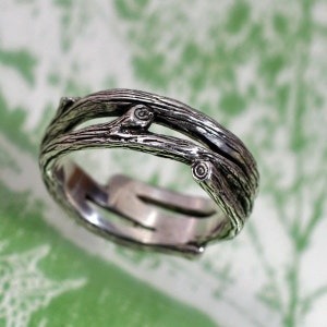 TANGLEWOOD Branch Wedding Band a Natural Twigs and Branches Ring in Sterling Silver. Branch and Vine image 1