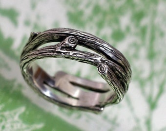 TANGLEWOOD Branch Wedding Band - a Natural Twigs and Branches Ring in Sterling Silver. Branch and Vine