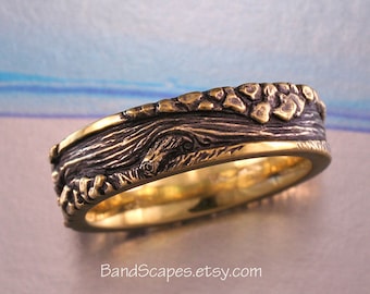 WILD RIVER BAND Gold, Flowing River Wedding Band, Wild and Scenic River, Choice of 14k White, Yellow, or Rose Gold, Headwaters, River Bed