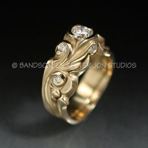14k Yellow Gold ANNE WEDDING Ring Set, .58ct. E color, VS clarity Natural Diamond. Ready to send image 3