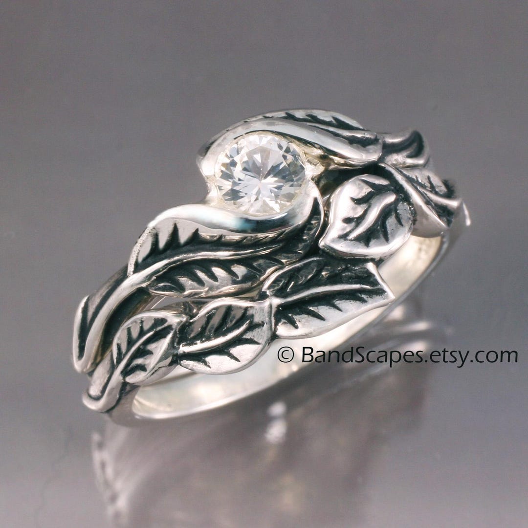 agete silver ring 指輪 «Leaf design» Leaf Ring, Wedding Engagement Ring, Leaf Design Sterling