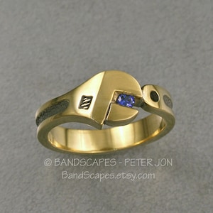 Sterling WRENCH WEDDING BAND with Genuine Sapphire. A real wedding ring for all mechanics image 5