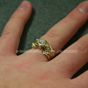 ANNE with MOISSANITE This Wedding Ring set hand made to order, in 14k Yellow, 14k white, or 14k Rose image 4