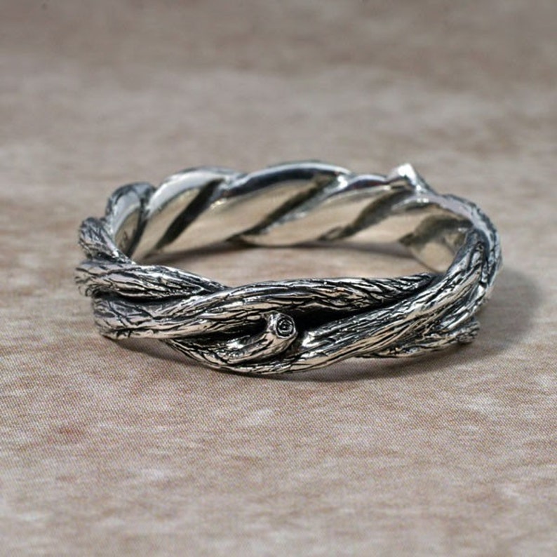 TWISTED TWIGS Wedding Ring. This band made in Sterling Silver. Twig, Branch Wedding Band image 2